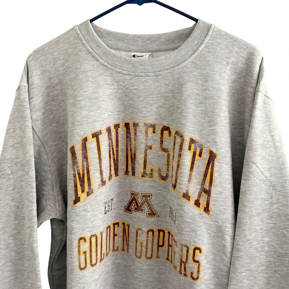 Champion Sweatshirt Mens L Large Grey NWT Minnesota Golden Gophers Crewneck